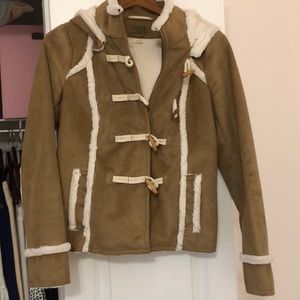 Anthropologie suede fur lined coat!